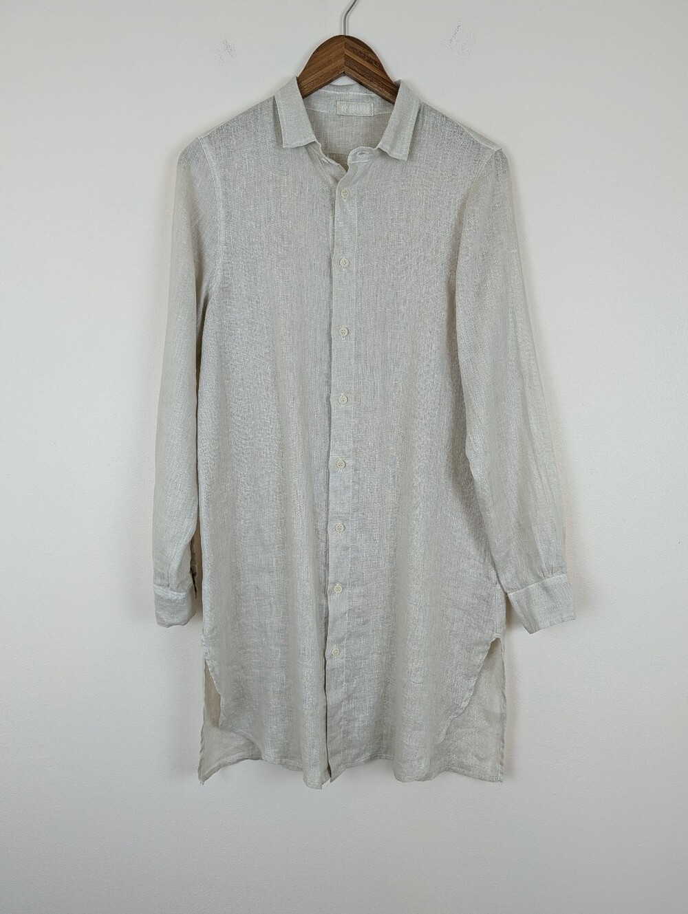 CP Shades Long Tunic Length Button Front Top
